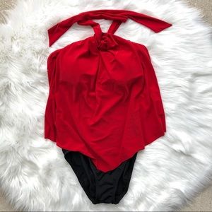 Venus red and black one piece